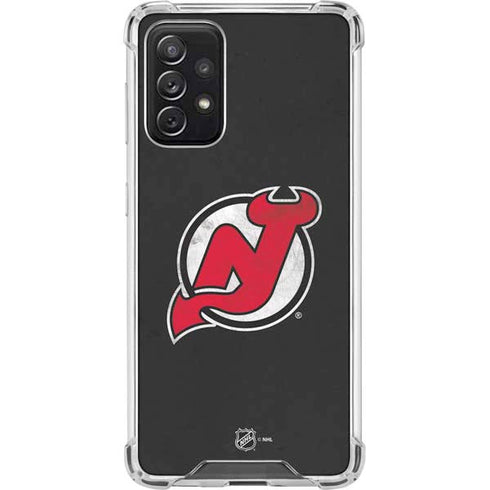NHL New Jersey Devils Distressed Galaxy A72 5G Clear Case